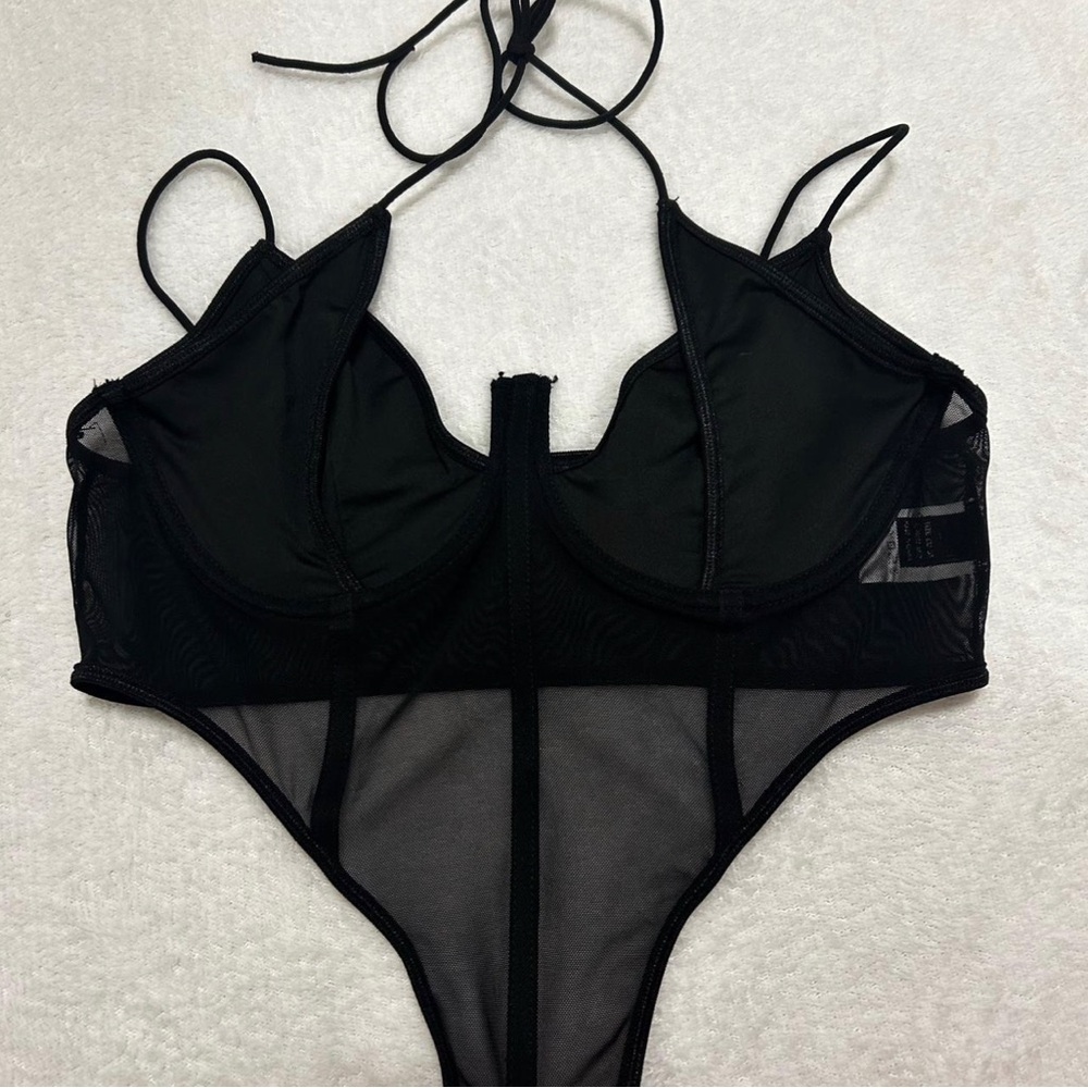 half sheer balconette corset with ties | v shape going out top sexy